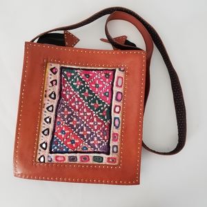 NWT genuine leather handmade embroidered bag